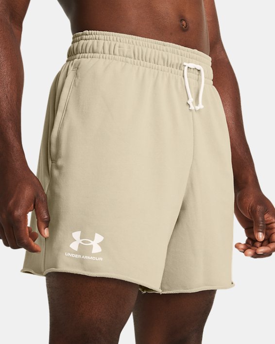 Men's UA Rival Terry 6" Shorts in Brown image number 3